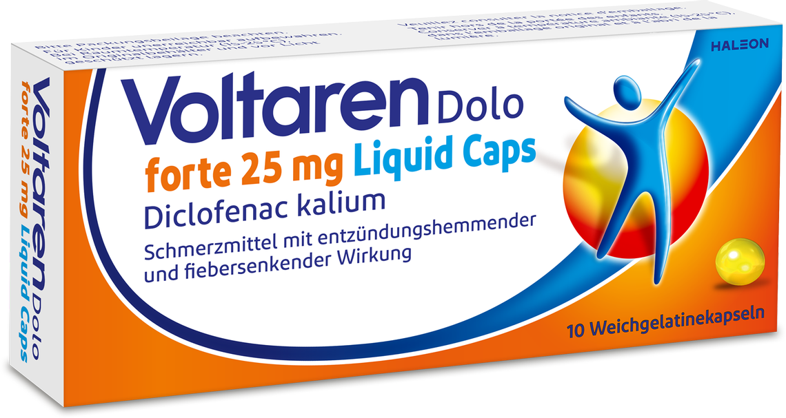 Voltaren Dolo forte 25 mg Liquid Caps <br/>Die Schmerzkapsel mit 2-fach-Wirkung